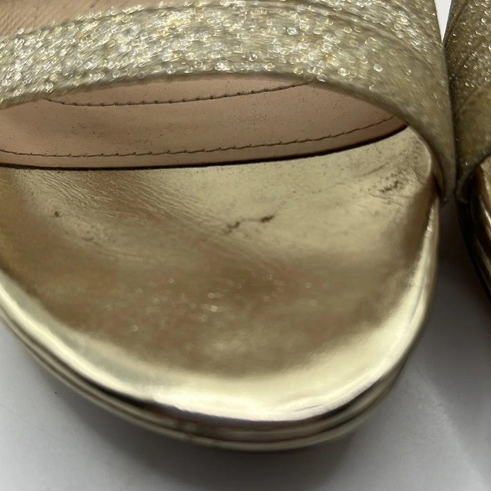 I Miller Beautiful Shoes Heels Strappy Sandals Gold Glitter Shimmer Womens 8 M